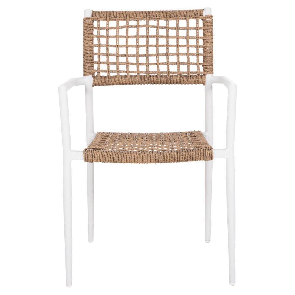 SESSEL ALUMINIUM AUS WEISSEM SYNTHETISCHEM RATTAN IN NATURAL 55,5x55x84Hcm