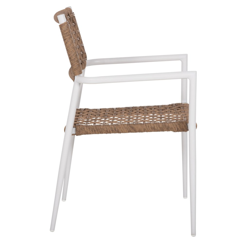 SESSEL ALUMINIUM AUS WEISSEM SYNTHETISCHEM RATTAN IN NATURAL 55,5x55x84Hcm