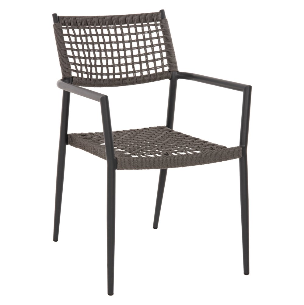 SESSEL TRILAN ALUMINIUM IN SCHWARZ-SYNTHETISCHEM RATTAN IN NATUR 57x59x85cm