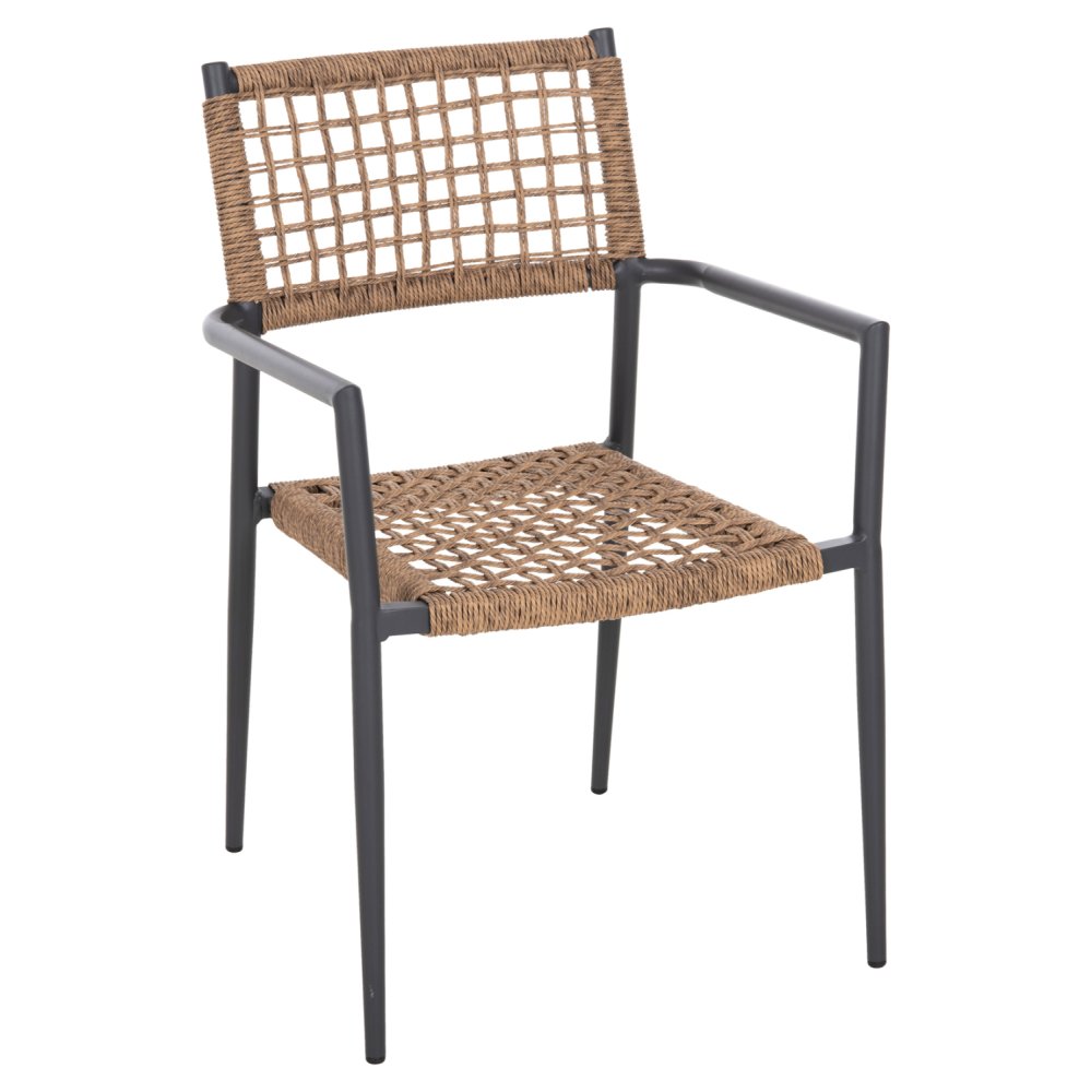 SESSEL TRILAN ALUMINIUM IN ANTHRAZIT-KUNSTRATTAN IN NATUR 57x59x85Hcm