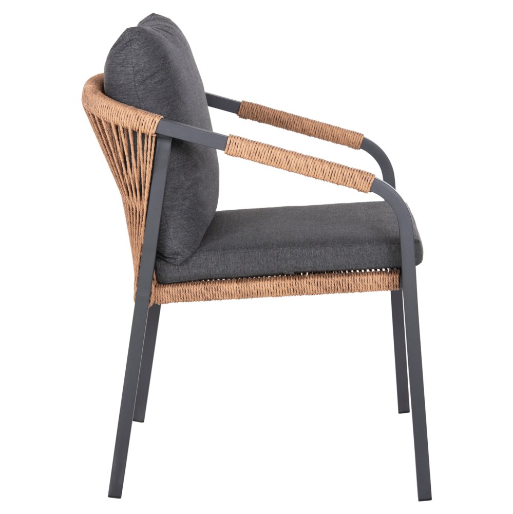 SESSEL AUS CARBON ALUMINIUM & KISSEN-BRAUN PERATTAN 57x61x75cm.