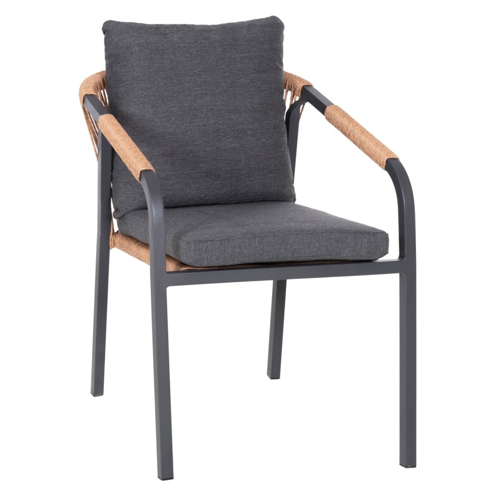 SESSEL AUS CARBON ALUMINIUM & KISSEN-BRAUN PERATTAN 57x61x75cm.
