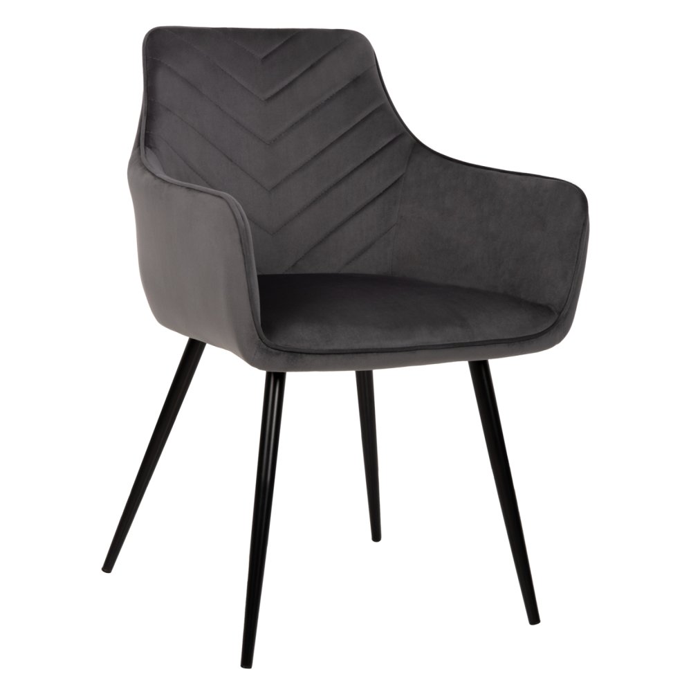 LATRELL SESSEL GRAU SAMT & SCHWARZE METALLBEINE 55x57x84cm