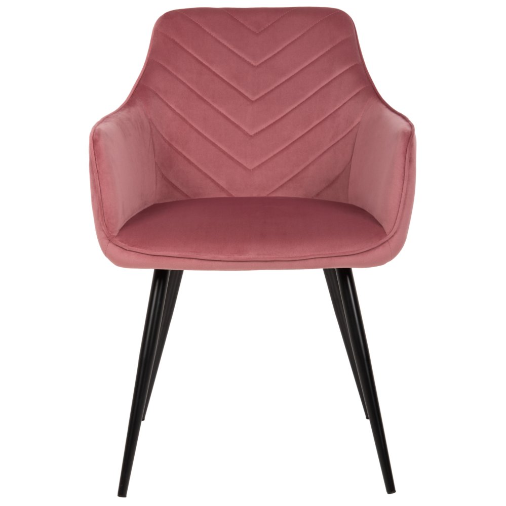 LATRELL SESSEL ROSE SAMT & SCHWARZE METALLBEINE 55x57x84cm