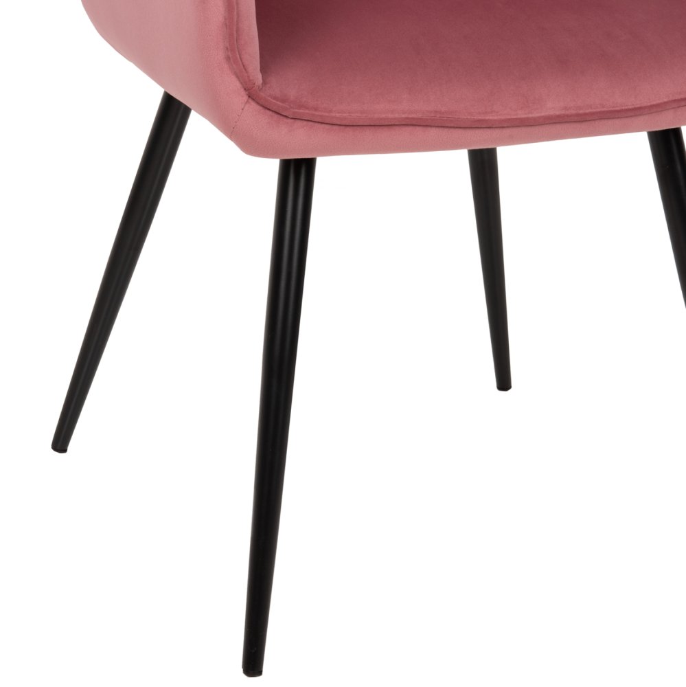 LATRELL SESSEL ROSE SAMT & SCHWARZE METALLBEINE 55x57x84cm