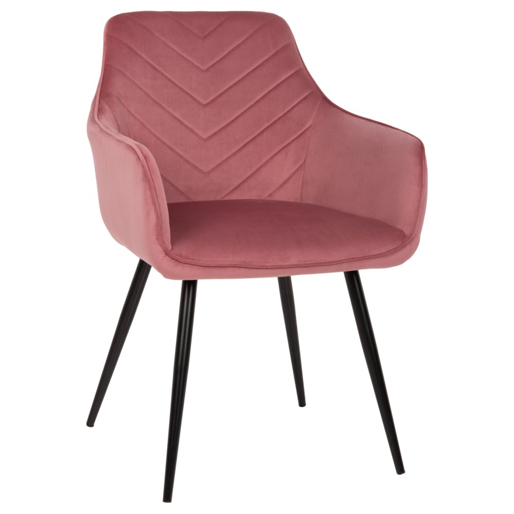 LATRELL SESSEL ROSE SAMT & SCHWARZE METALLBEINE 55x57x84cm