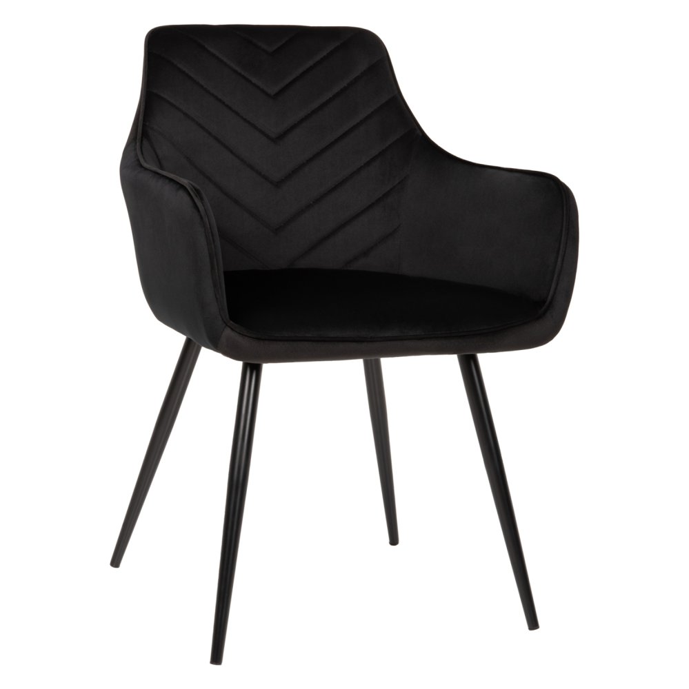 LATRELL SESSEL SCHWARZ SAMT & SCHWARZE METALLBEINE 55x57x84cm