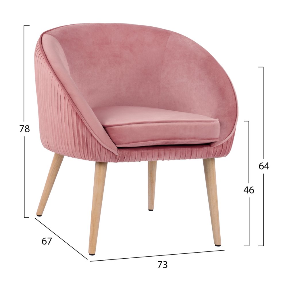Luxus Cocktailsessel YAJANTI aus Samt in Farbe Rosé