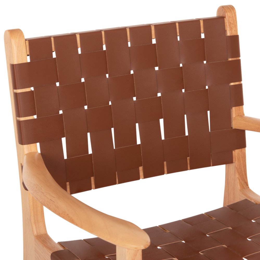 ARMCHAIR FELIPE TOON WOOD PU LEATHER BROWN 62x59x86 cm