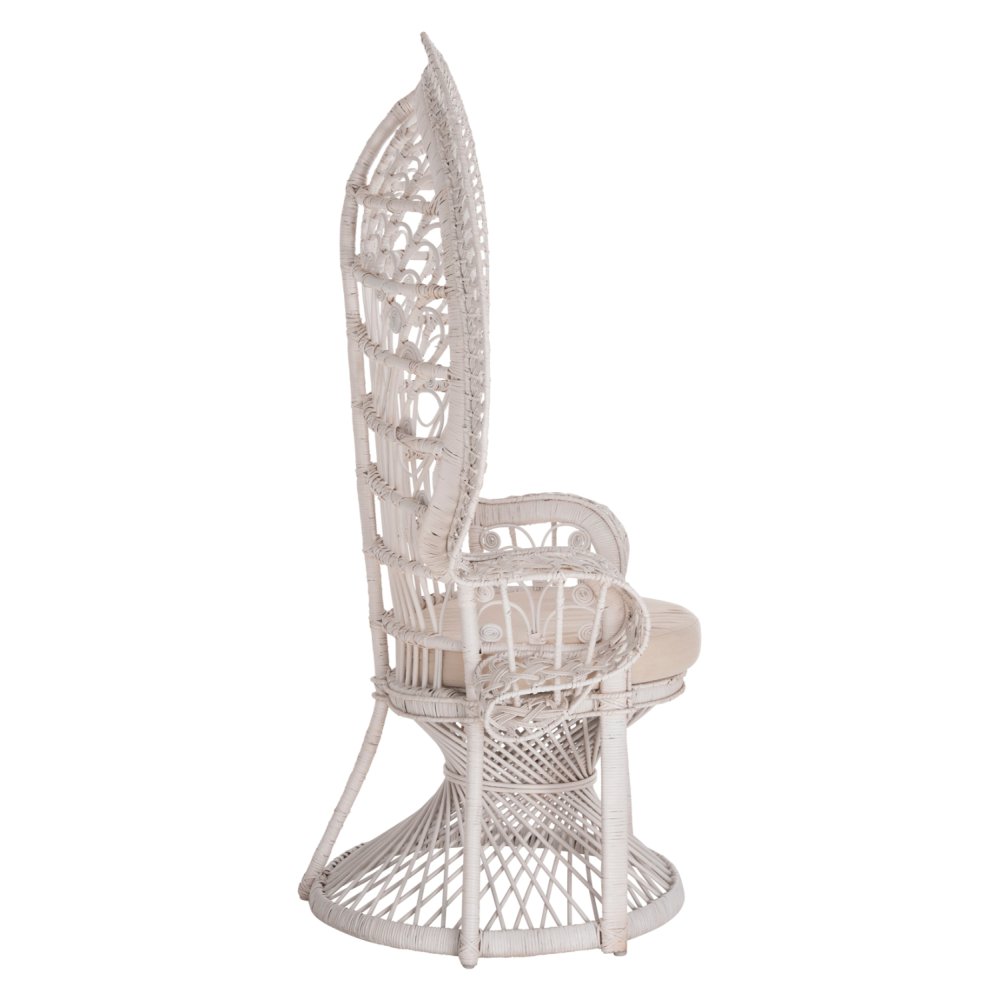 ΠΟΛΥΘΡΟΝΑ ROYAL PEACOCK RATTAN ΣΕ ΛΕΥΚΟ-ΜΑΞΙΛΑΡΙ ΛΕΥΚΟ 114x72x150Yεκ.