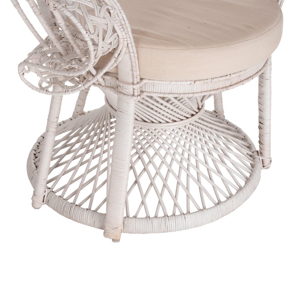 ΠΟΛΥΘΡΟΝΑ ROYAL PEACOCK RATTAN ΣΕ ΛΕΥΚΟ-ΜΑΞΙΛΑΡΙ ΛΕΥΚΟ 114x72x150Yεκ.