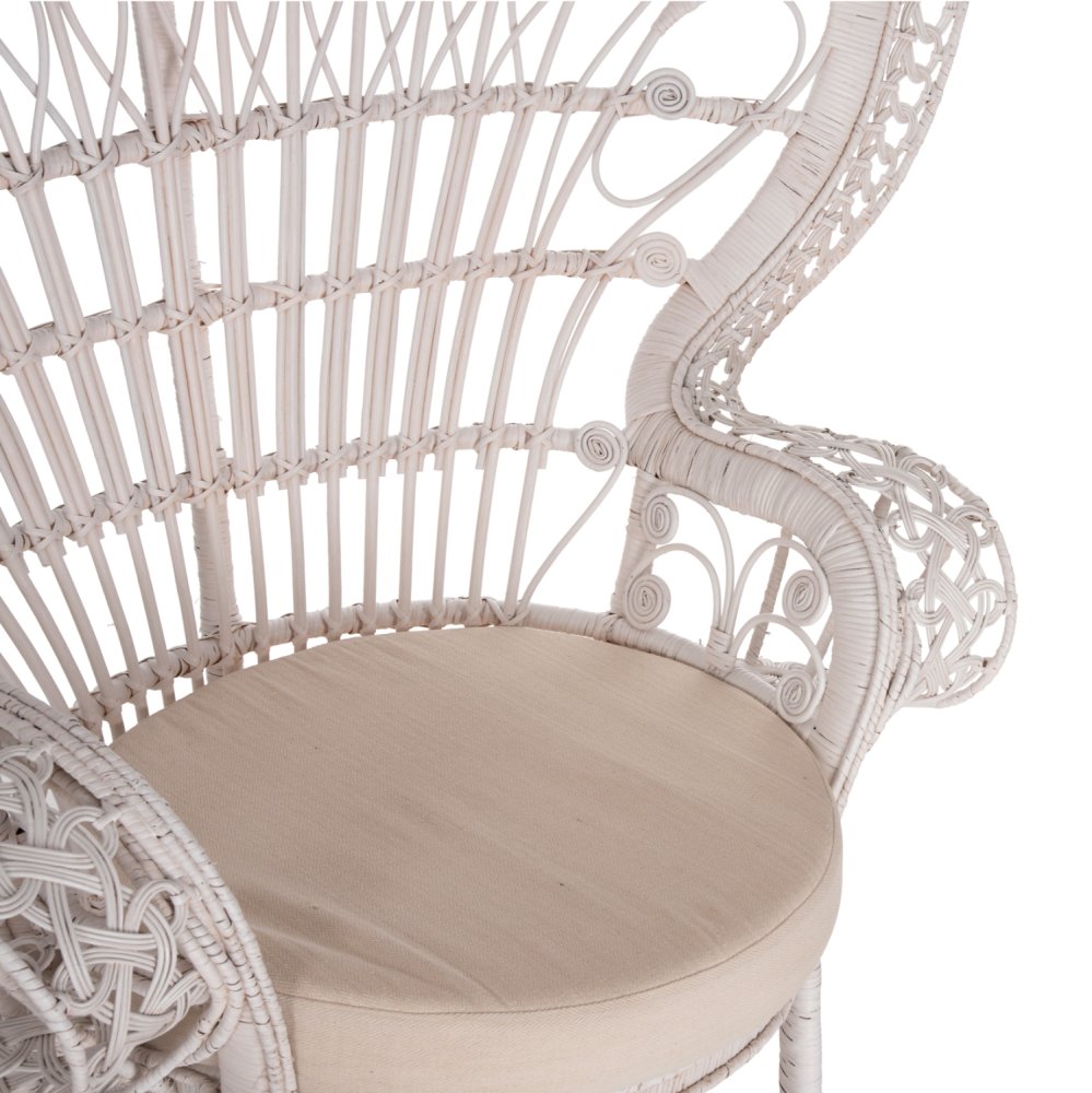 ΠΟΛΥΘΡΟΝΑ ROYAL PEACOCK RATTAN ΣΕ ΛΕΥΚΟ-ΜΑΞΙΛΑΡΙ ΛΕΥΚΟ 114x72x150Yεκ.