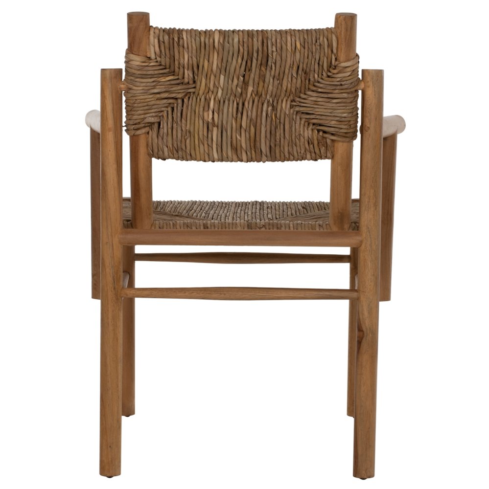 ARMCHAIR SOLID TEAK & RUSH-MATT- NATURAL 53X55X82