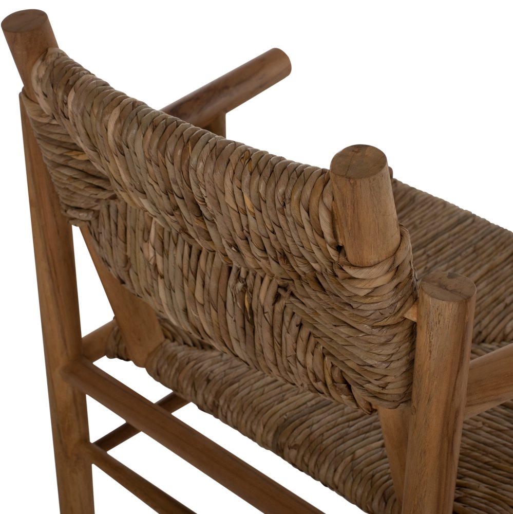 ARMCHAIR SOLID TEAK & RUSH-MATT- NATURAL 53X55X82
