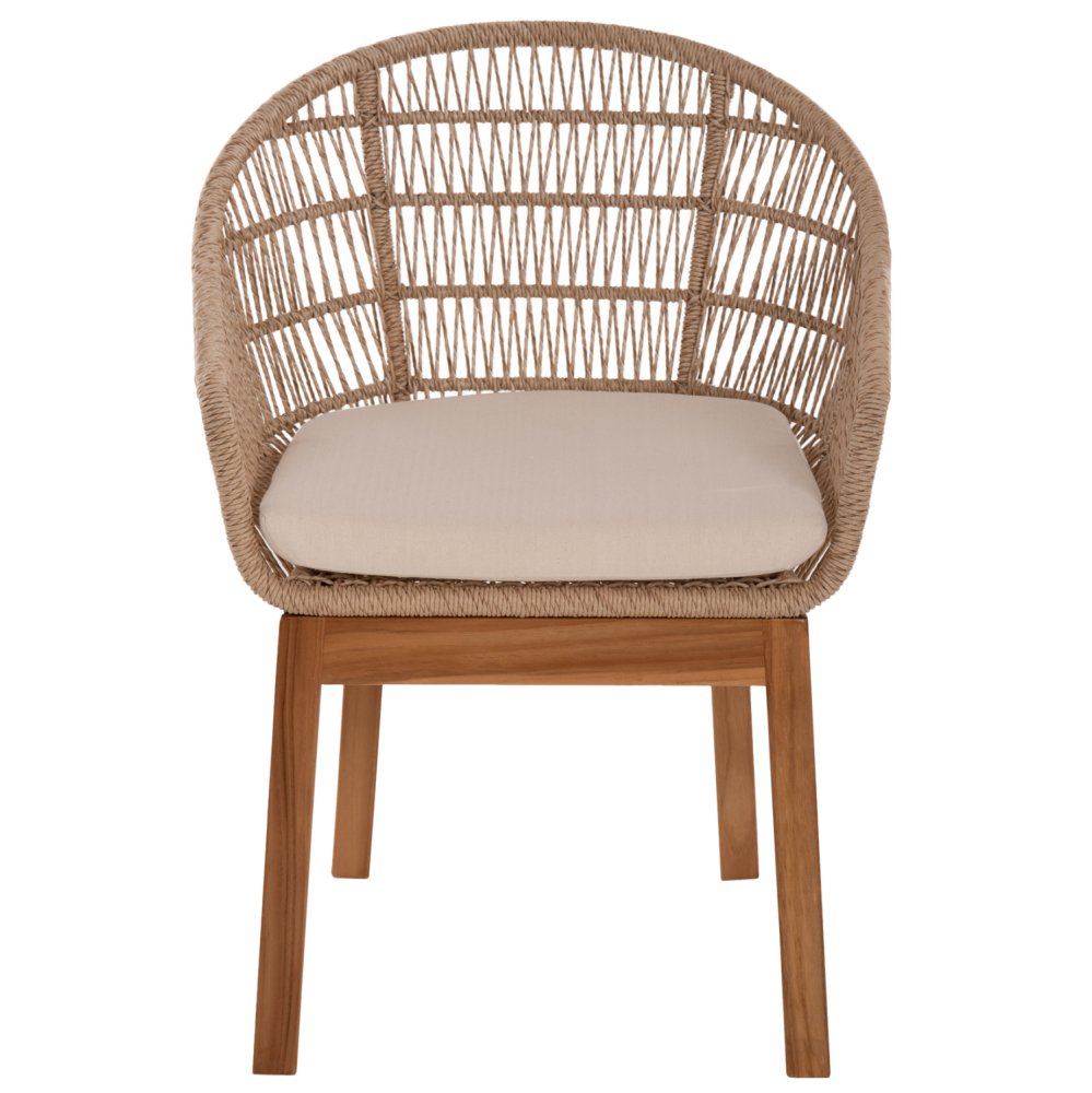 SESSEL AMORA aus recyceltem Teakholz, Gestell aus Aluminium und Polyrattan, 64 x 60 x 87 cm