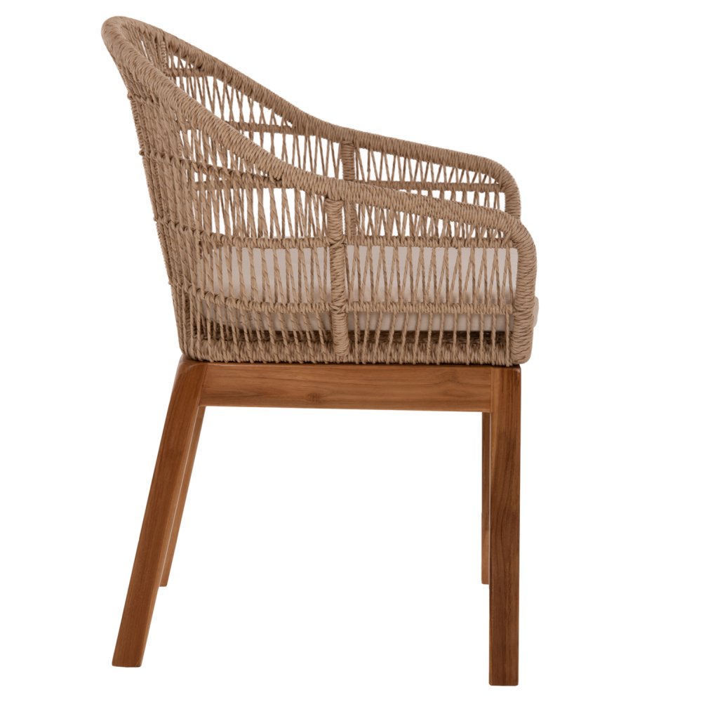 SESSEL AMORA aus recyceltem Teakholz, Gestell aus Aluminium und Polyrattan, 64 x 60 x 87 cm
