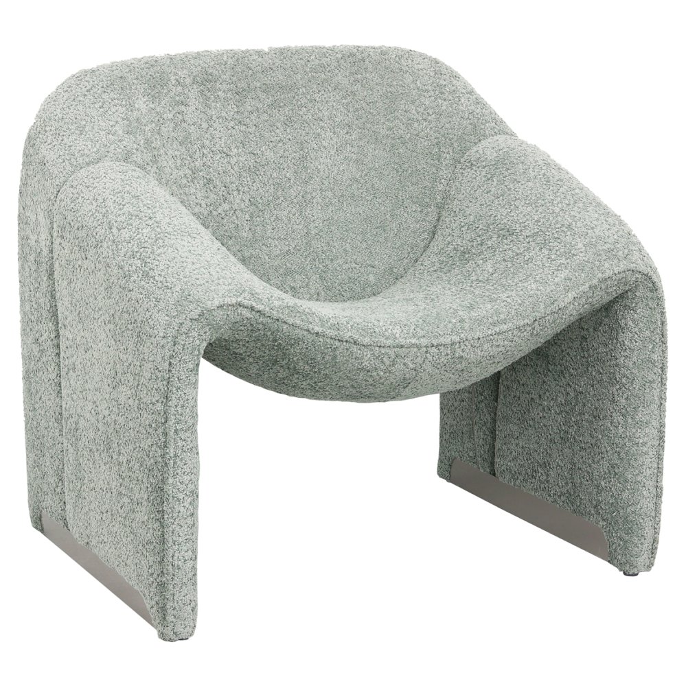 ARMCHAIR PISTACHIO GREEN BOUCLE FABRIC 81x64x74Hcm