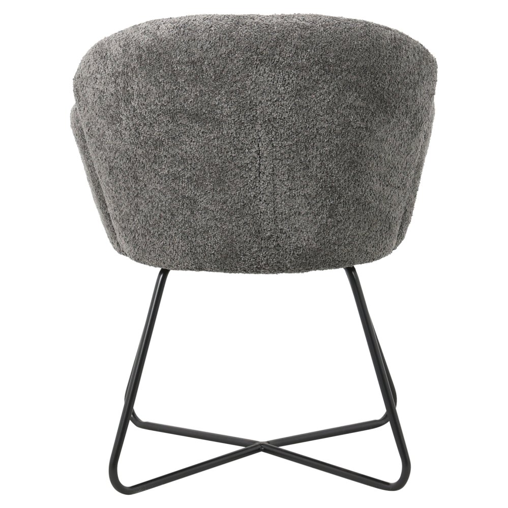ARMCHAIR GREY BOUCLE-BLACK METAL BASE 82x62x72Hcm