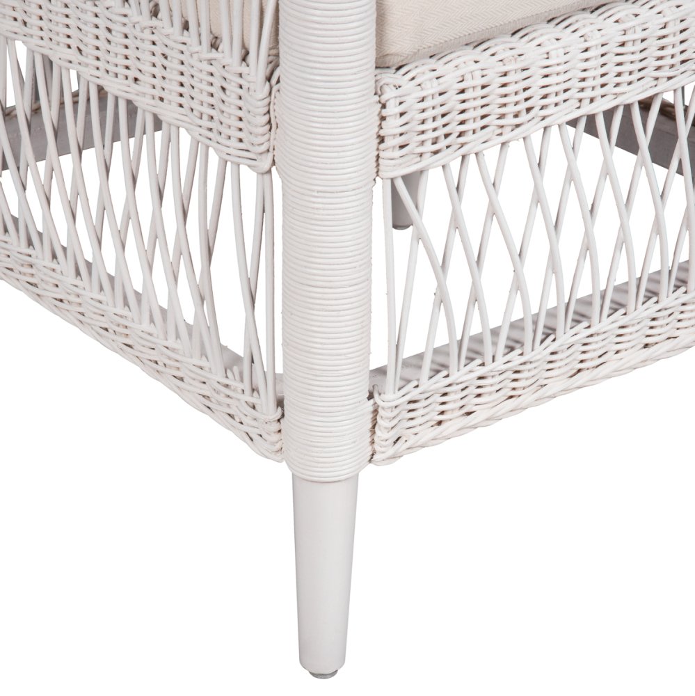ARMCHAIR MALAWI MAHOGANY WOOD WITH RATTAN IN WHITE WITH WHITE CUSHION 80x70x86Hcm