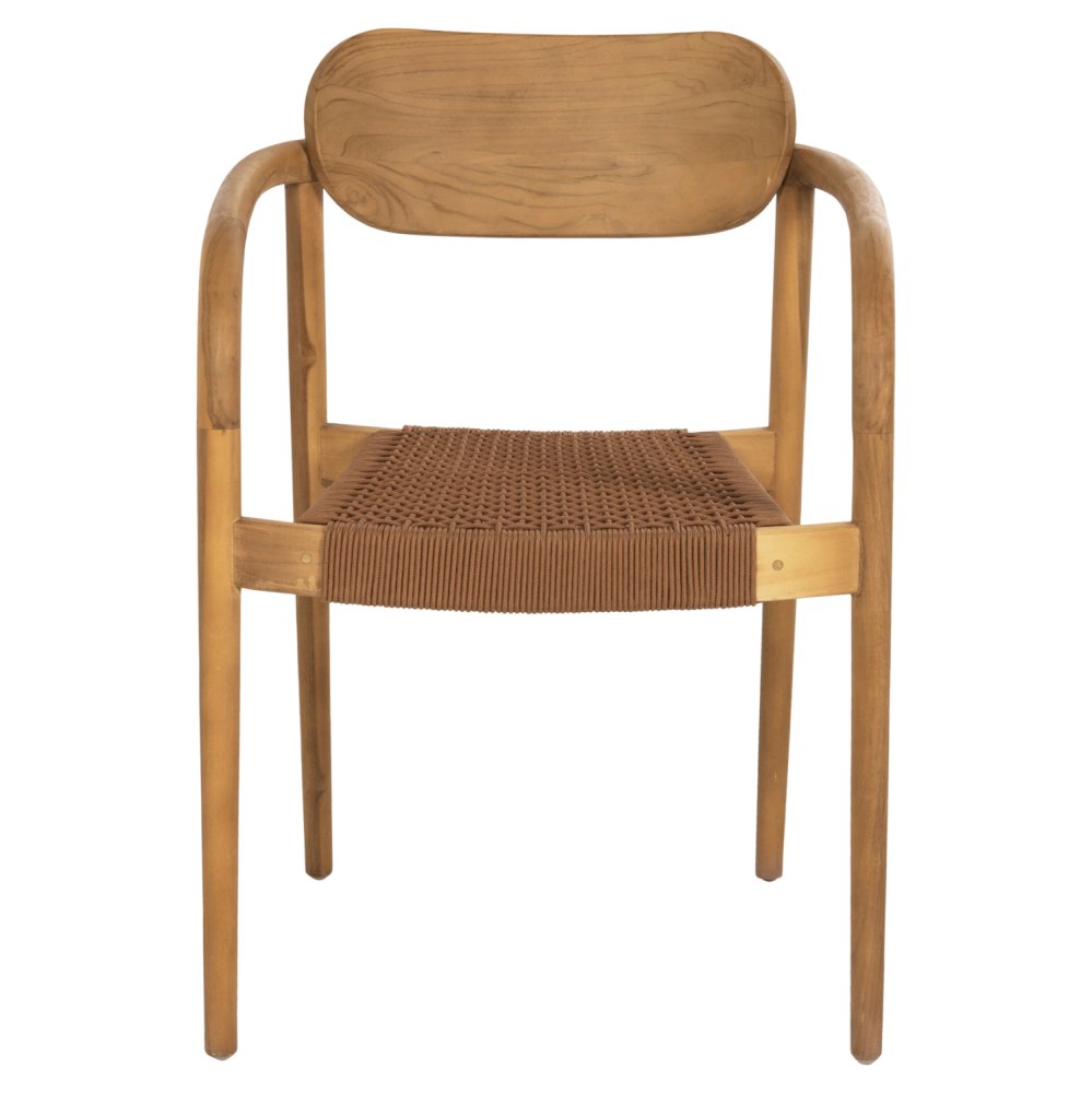 ARMCHAIR OSLO TEAK WOOD IN NATURAL & BROWN ROPE 55x54x80Hcm