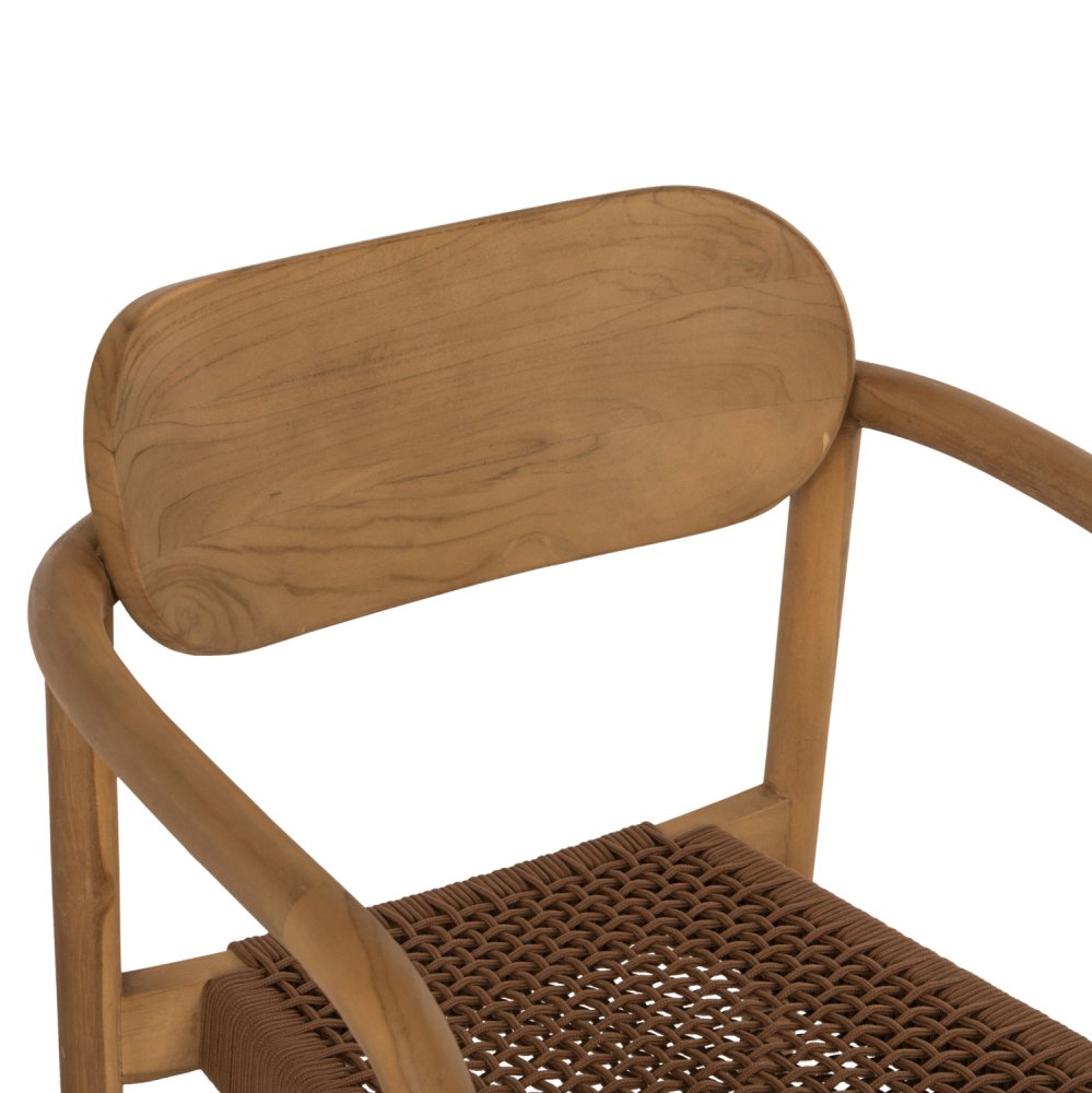 ARMCHAIR OSLO TEAK WOOD IN NATURAL & BROWN ROPE 55x54x80Hcm