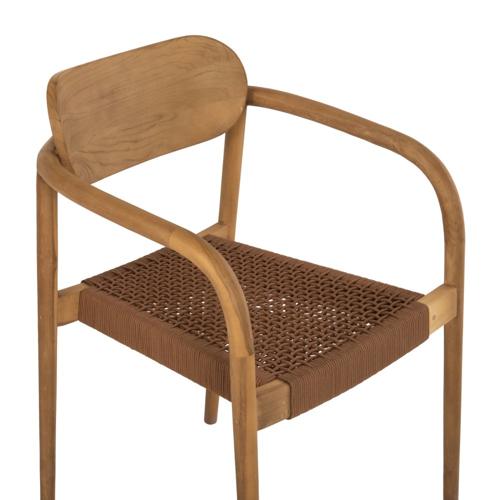 ARMCHAIR OSLO TEAK WOOD IN NATURAL & BROWN ROPE 55x54x80Hcm
