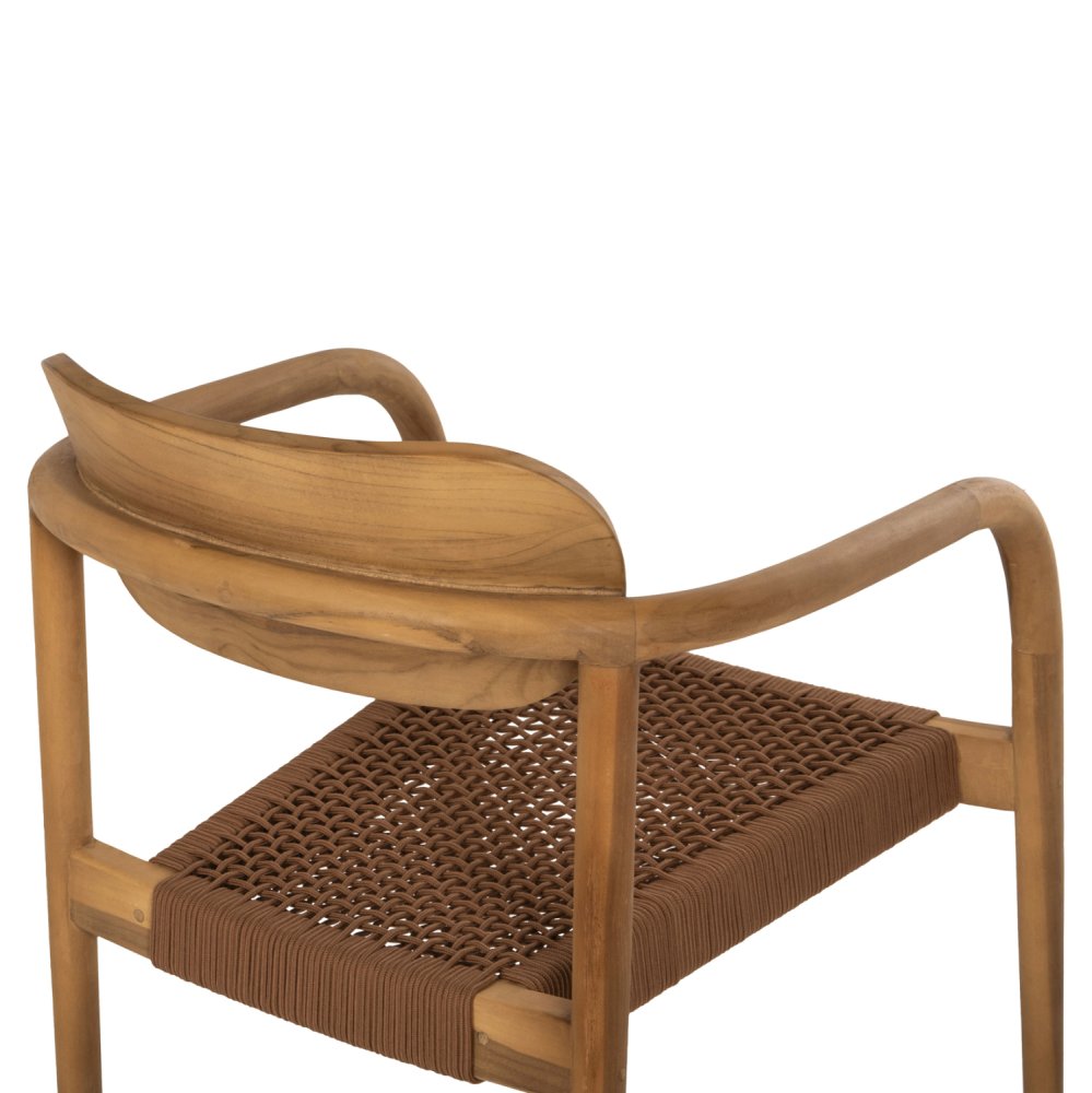 ARMCHAIR OSLO TEAK WOOD IN NATURAL & BROWN ROPE 55x54x80Hcm