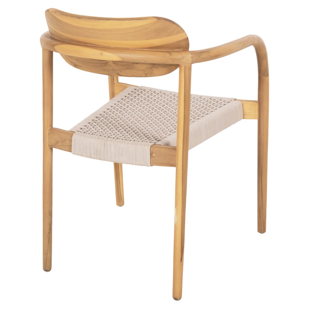 SESSEL NATÜRLICHES TEAKHOLZ & BEIGEM SEIL 55x54x80cm