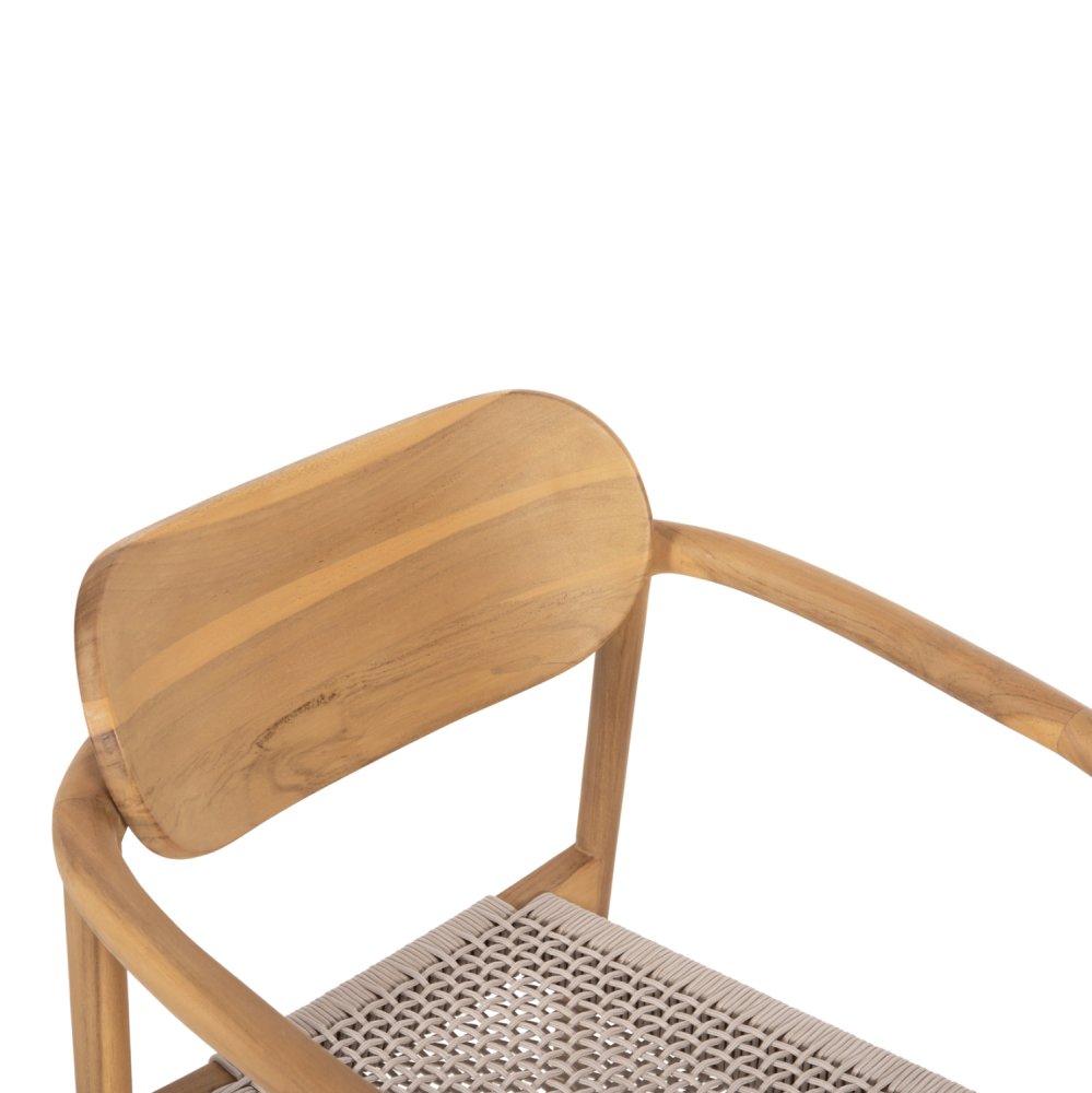SESSEL NATÜRLICHES TEAKHOLZ & BEIGEM SEIL 55x54x80cm