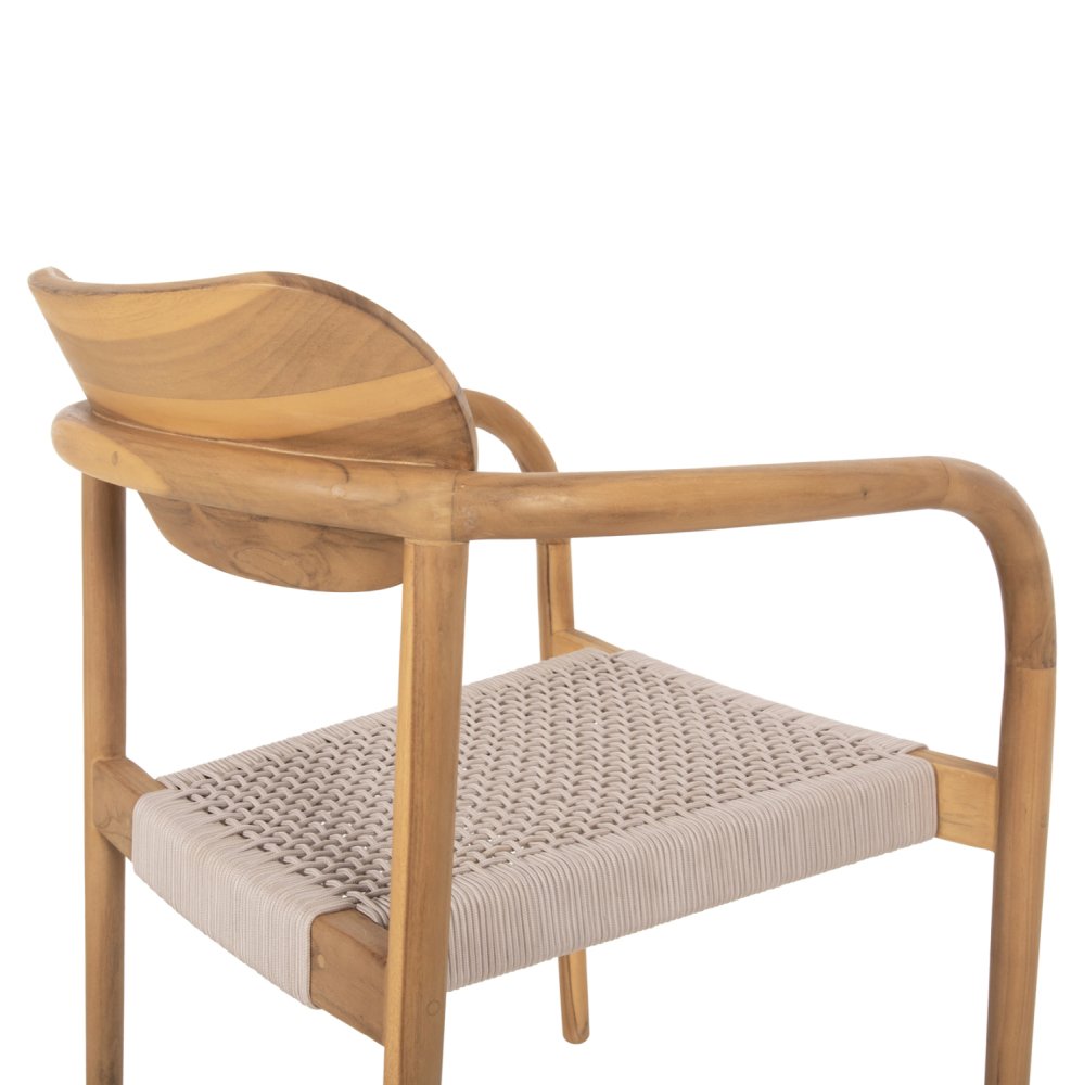 SESSEL NATÜRLICHES TEAKHOLZ & BEIGEM SEIL 55x54x80cm