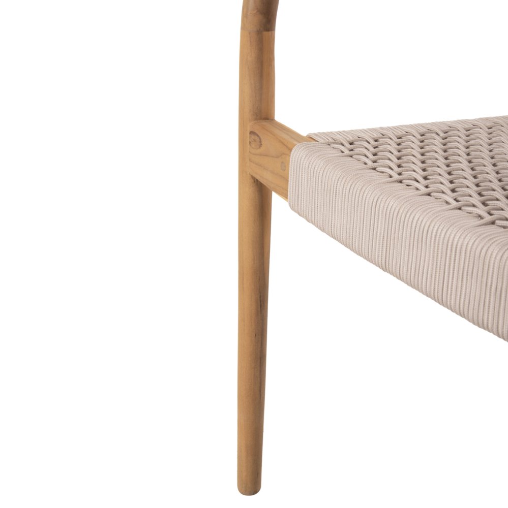 SESSEL NATÜRLICHES TEAKHOLZ & BEIGEM SEIL 55x54x80cm