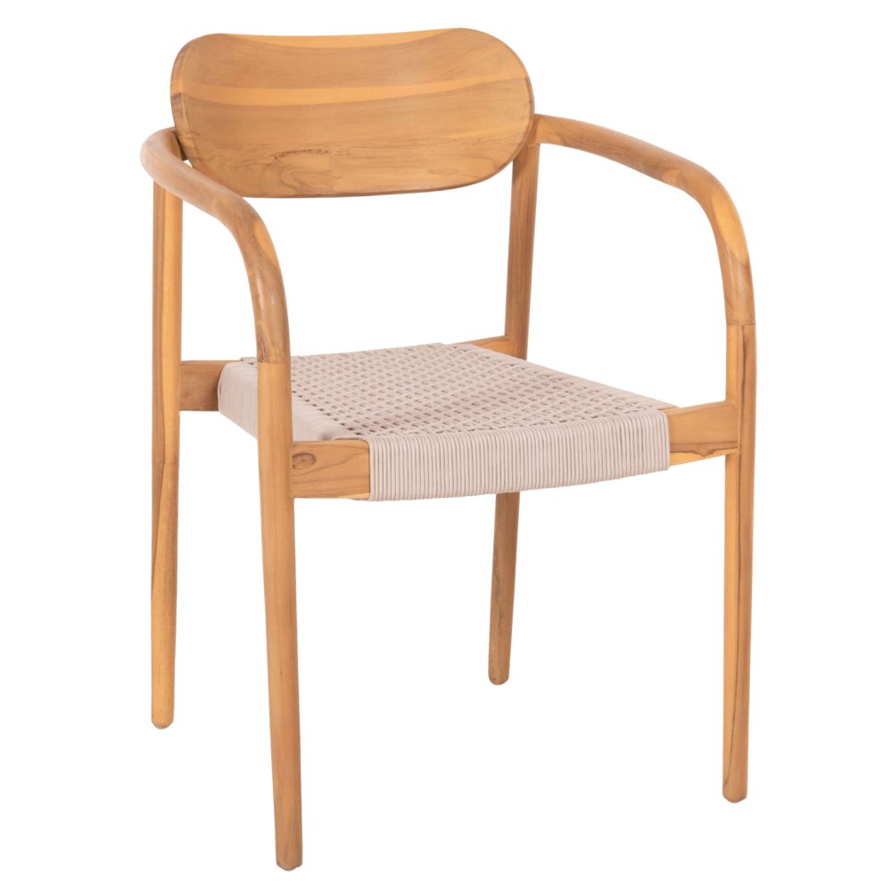 SESSEL NATÜRLICHES TEAKHOLZ & BEIGEM SEIL 55x54x80cm