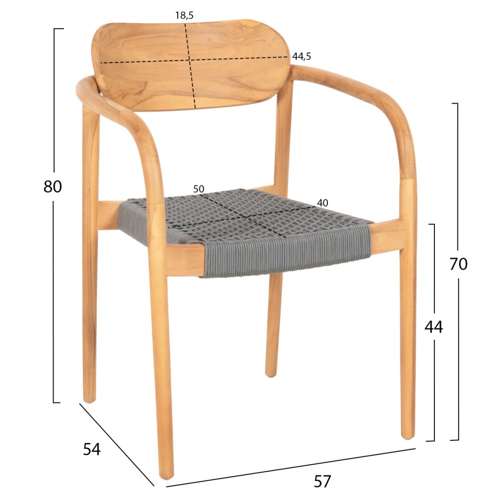 ΠΟΛΥΘΡΟΝΑ ΞΥΛΟ TEAK ΦΥΣΙΚΟ & ΓΚΡΙ ΣΧΟΙΝΙ 55x54x80Yεκ.
