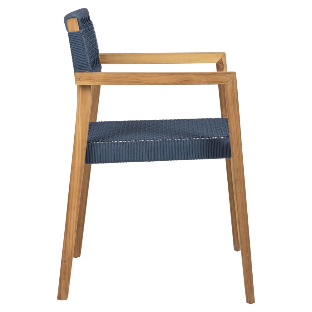 SESSEL CHARLOTTE TEAKHOLZ IN NATÜRLICH & BLAUEM SEIL 59x54x83Hcm