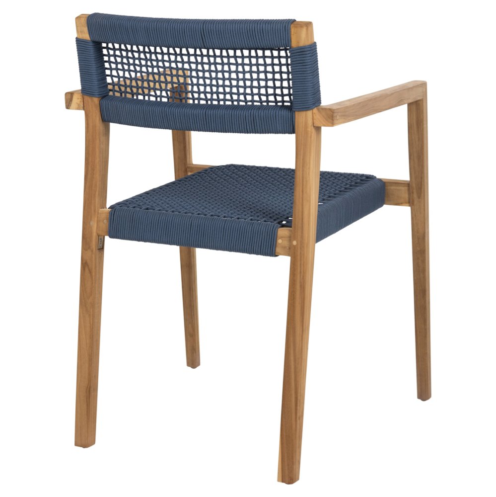 SESSEL CHARLOTTE TEAKHOLZ IN NATÜRLICH & BLAUEM SEIL 59x54x83Hcm
