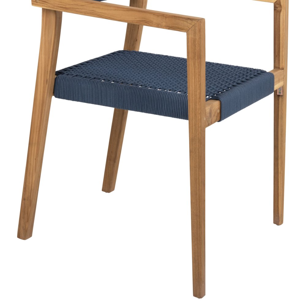SESSEL CHARLOTTE TEAKHOLZ IN NATÜRLICH & BLAUEM SEIL 59x54x83Hcm