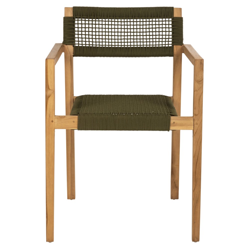 SESSEL CHARLOTTE TEAKHOLZ IN NATÜRLICH & GRÜNEM SEIL 59x54x83Hcm