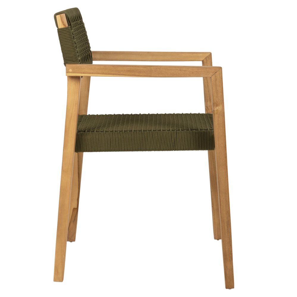 SESSEL CHARLOTTE TEAKHOLZ IN NATÜRLICH & GRÜNEM SEIL 59x54x83Hcm