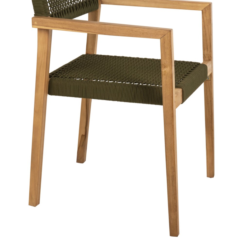 SESSEL CHARLOTTE TEAKHOLZ IN NATÜRLICH & GRÜNEM SEIL 59x54x83Hcm