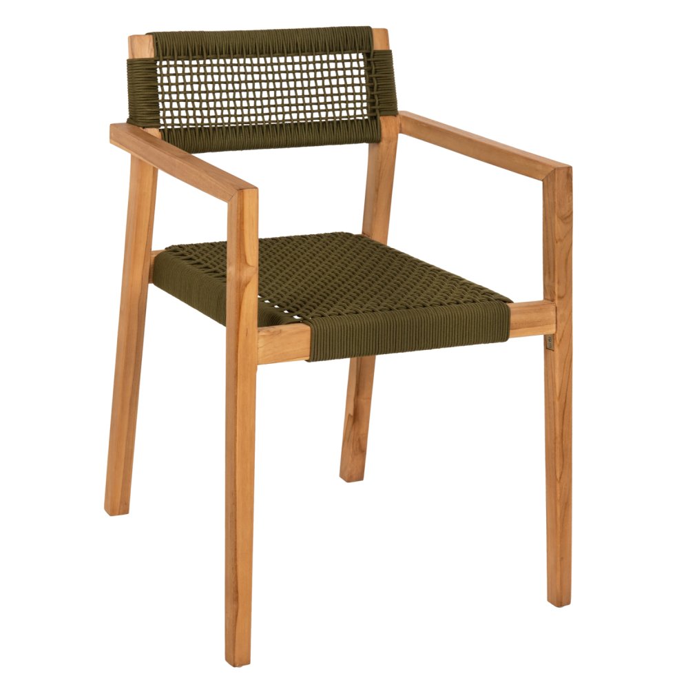 SESSEL CHARLOTTE TEAKHOLZ IN NATÜRLICH & GRÜNEM SEIL 59x54x83Hcm