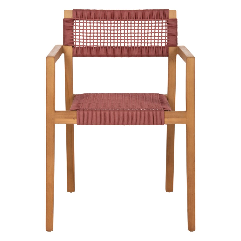 ARMCHAIR CHARLOTTE TEAK WOOD IN NATURAL & PINK ROPE 59x54x83Hcm