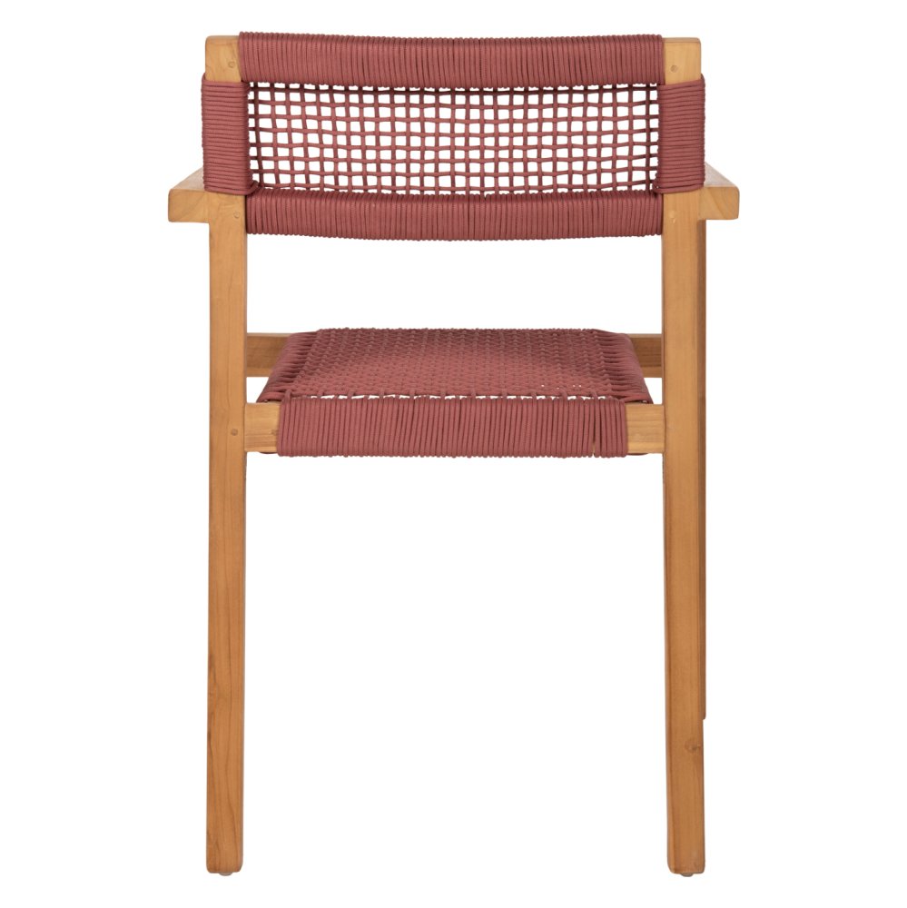 ARMCHAIR CHARLOTTE TEAK WOOD IN NATURAL & PINK ROPE 59x54x83Hcm