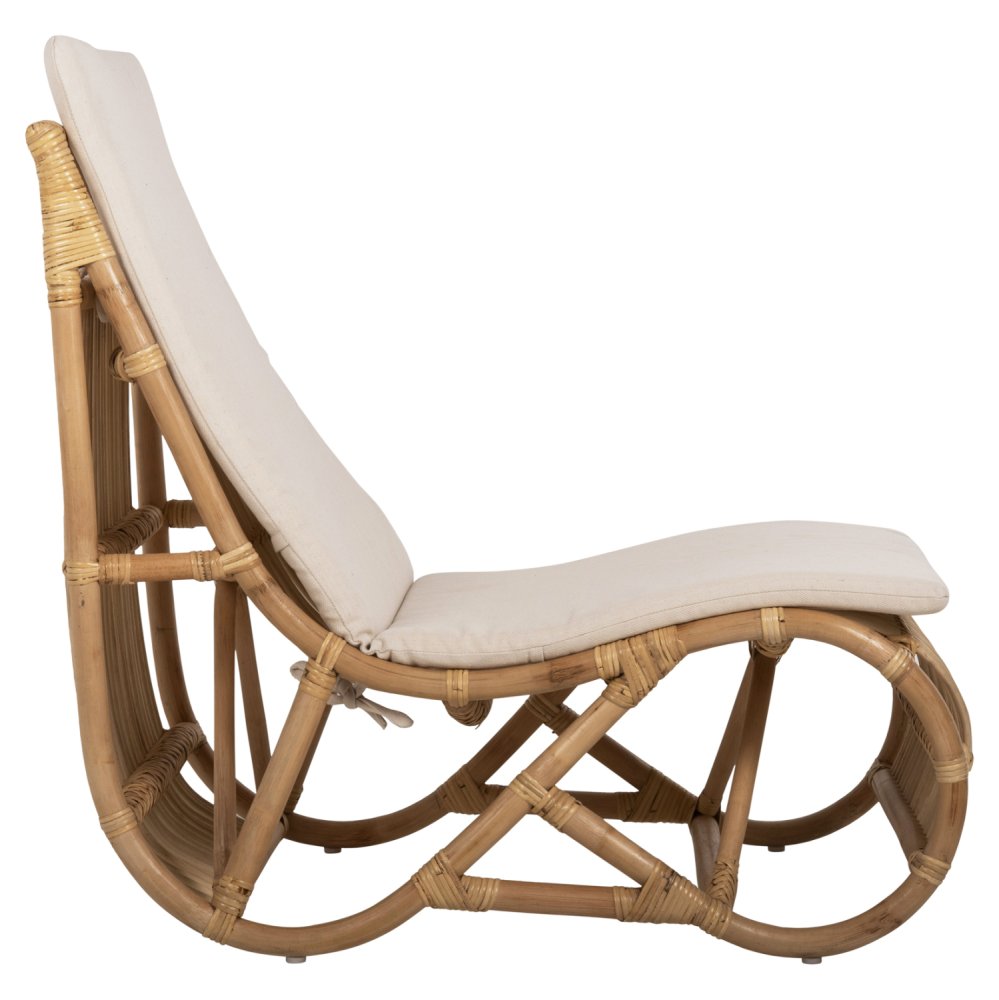 SESSEL CARL RATTAN IN NATURFARBE-WEIßES KISSEN 60x94x83-92Hcm