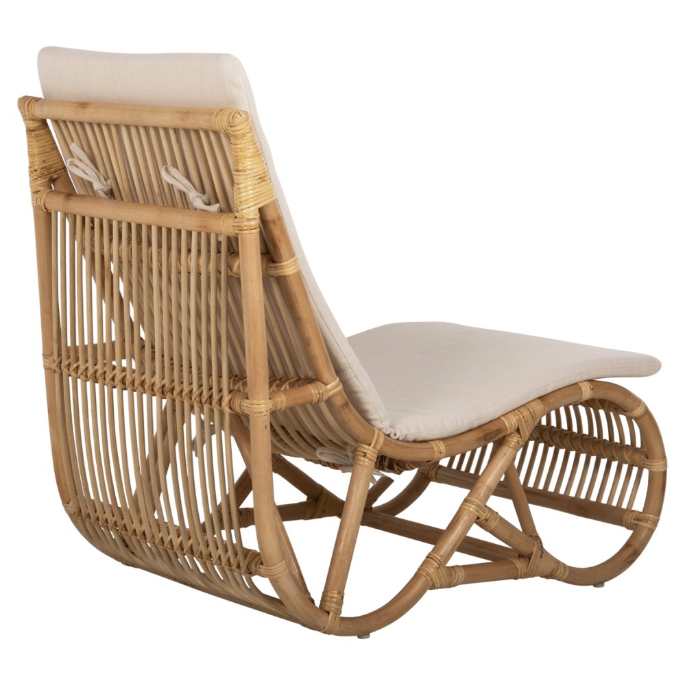SESSEL CARL RATTAN IN NATURFARBE-WEIßES KISSEN 60x94x83-92Hcm