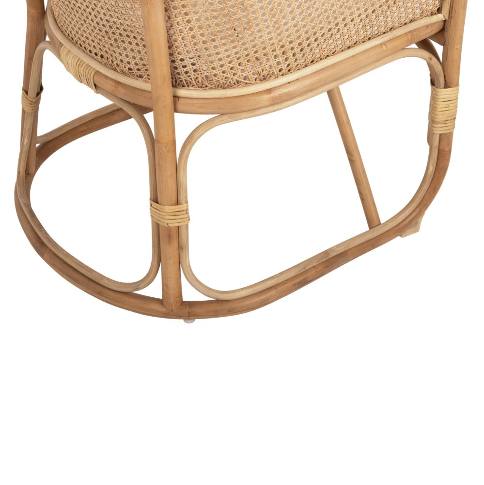 SESSEL NIKO RATTAN IN NATURPOLIERTER FARBE-WEIßE KISSEN 61x72x75-80Hcm
