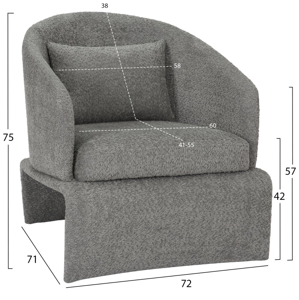 SESSEL GRAUER STOFF-METALLGESTELL 72x71x75Hcm