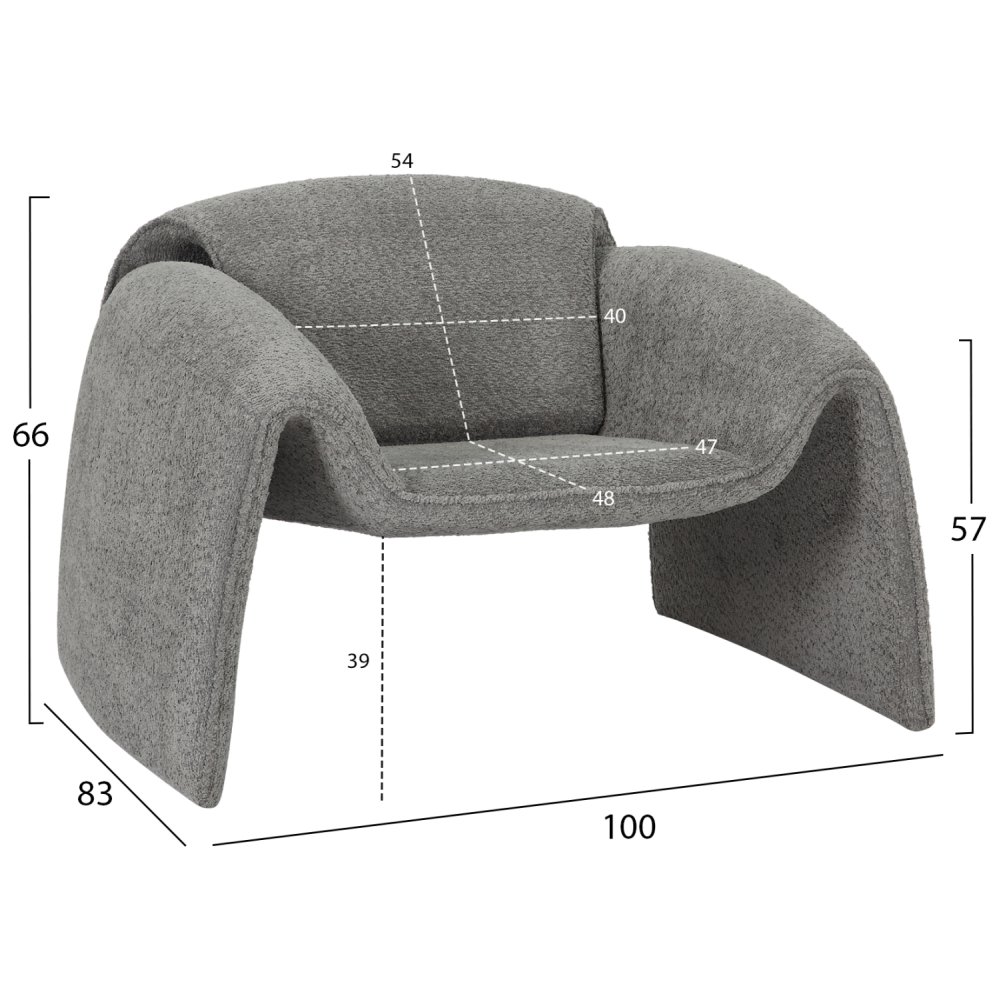 SESSEL GRAUER STOFF-METALLGESTELL 100x83x66Hcm