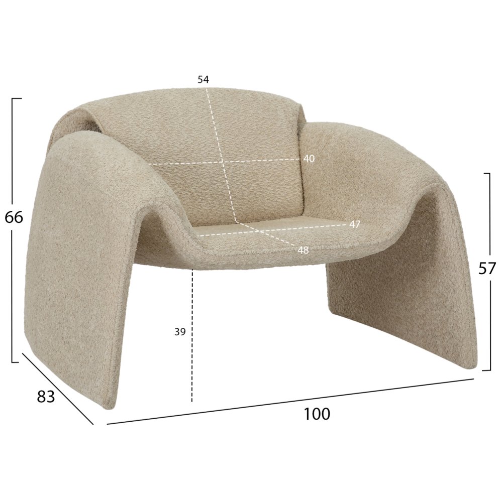 SESSEL BEIGER STOFF-METALLGESTELL 100x83x66Hcm