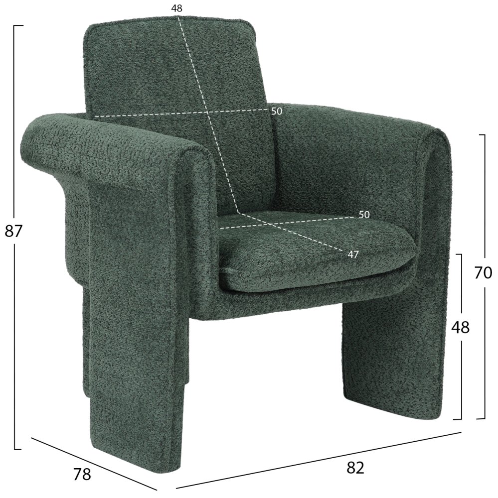 SESSEL IN MINZ FARBENDEM STOFF-METALLGESTELL 82x78x87Hcm