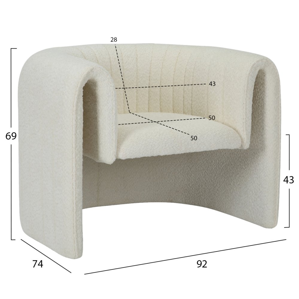 SESSEL METALLGESTELL-WEIßER STOFF 92x74x69Hcm